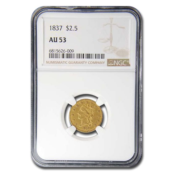 1837 $2.50 Classic Head Gold Quarter Eagle AU-53 NGC 1837 $2.50 Classic Head Gold Quarter Eagle AU-53 NGC